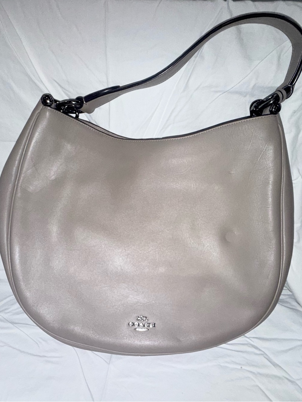 Coach Taupe Shoulder Hobo Bag with Silver Hardware
